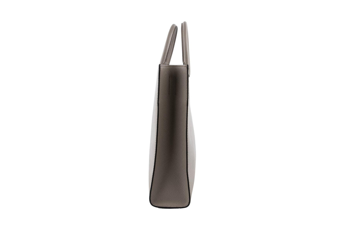 PRADA GREY SAFFIANO LEATHER TOTE BAG