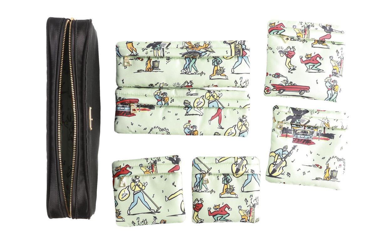 PRADA BLACK SILK JEWELLERY CASE AND DUSTBAGS