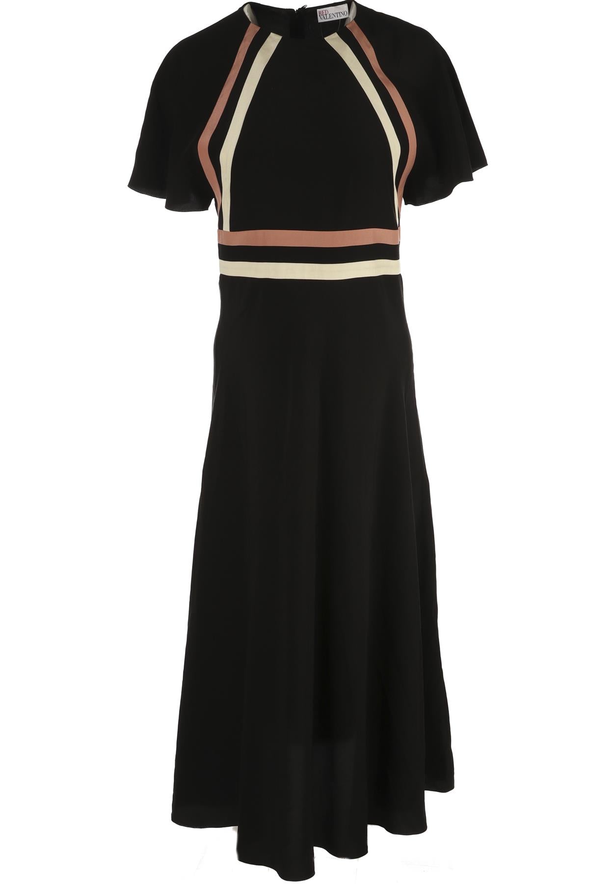 RED VALENTINO BLACK SILK MIDI DRESS IT 42 UK 10