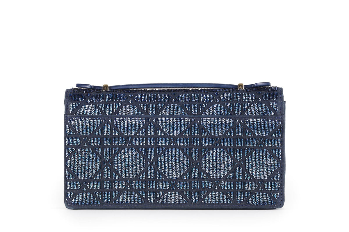 CHRISTIAN DIOR BLUE MY DIOR MINI BEAD AND SATIN CLUTCH