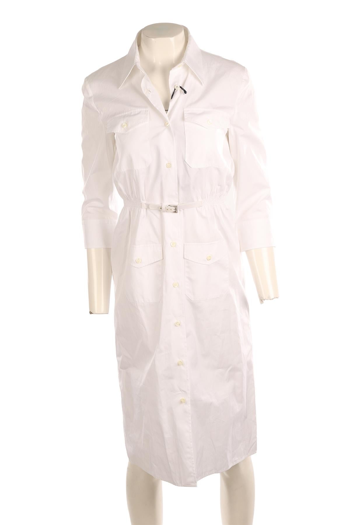 PRADA WHITE COTTON MIDI DRESS IT 38 UK 6