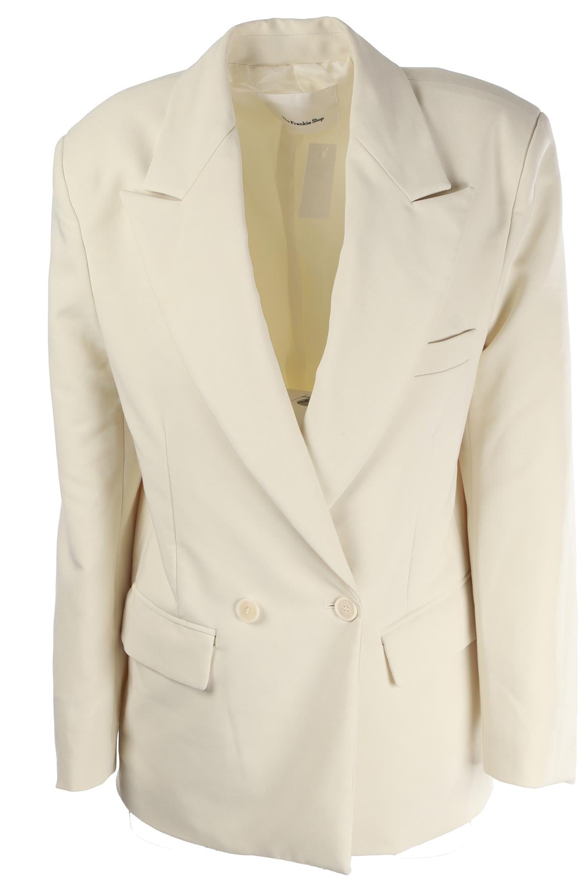 THE FRANKIE SHOP ECRU CREPE BLAZER XSMALL
