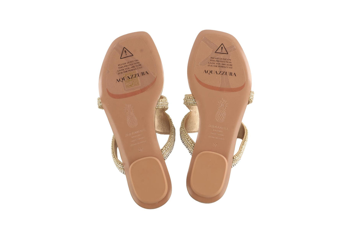 AQUAZZURA GOLD REEF STAR LEATHER SANDALS EU 37 UK 4 US 7