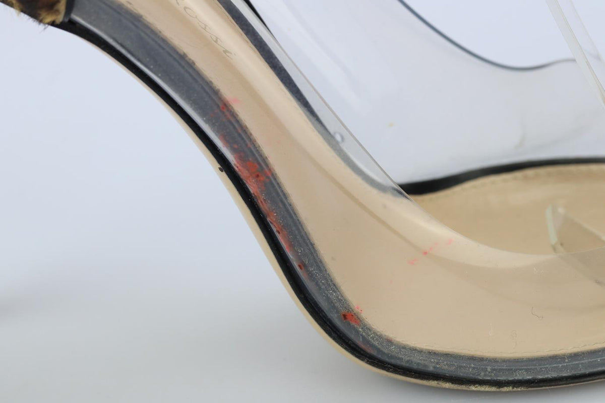 GIANVITO ROSSI LEOPARD PRINT PVC AND CALF HAIR PUMPS EU 37.5 UK 4.5 US 7.5