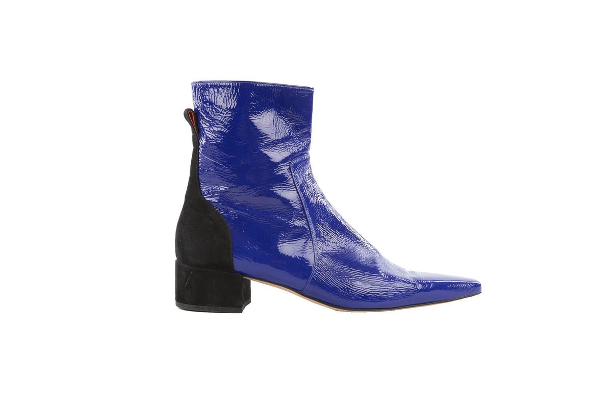 DEAR FRANCES BLUE PATENT LEATHER ANKLE BOOTS EU 40 UK 7 US 10