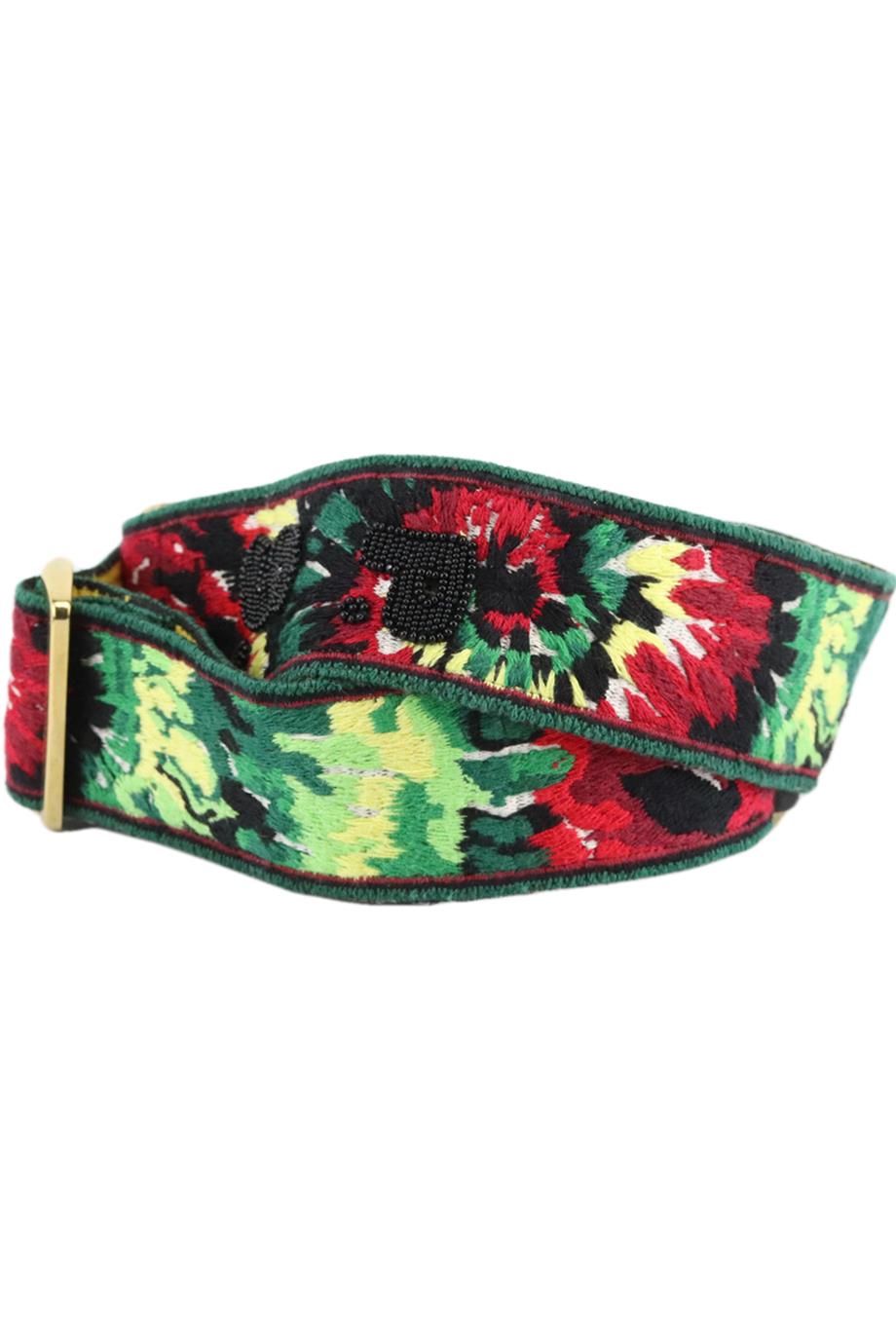 VALENTINO GARAVANI CUSTOMISED EMBROIDERED CANVAS AND LEATHER BAG STRAP
