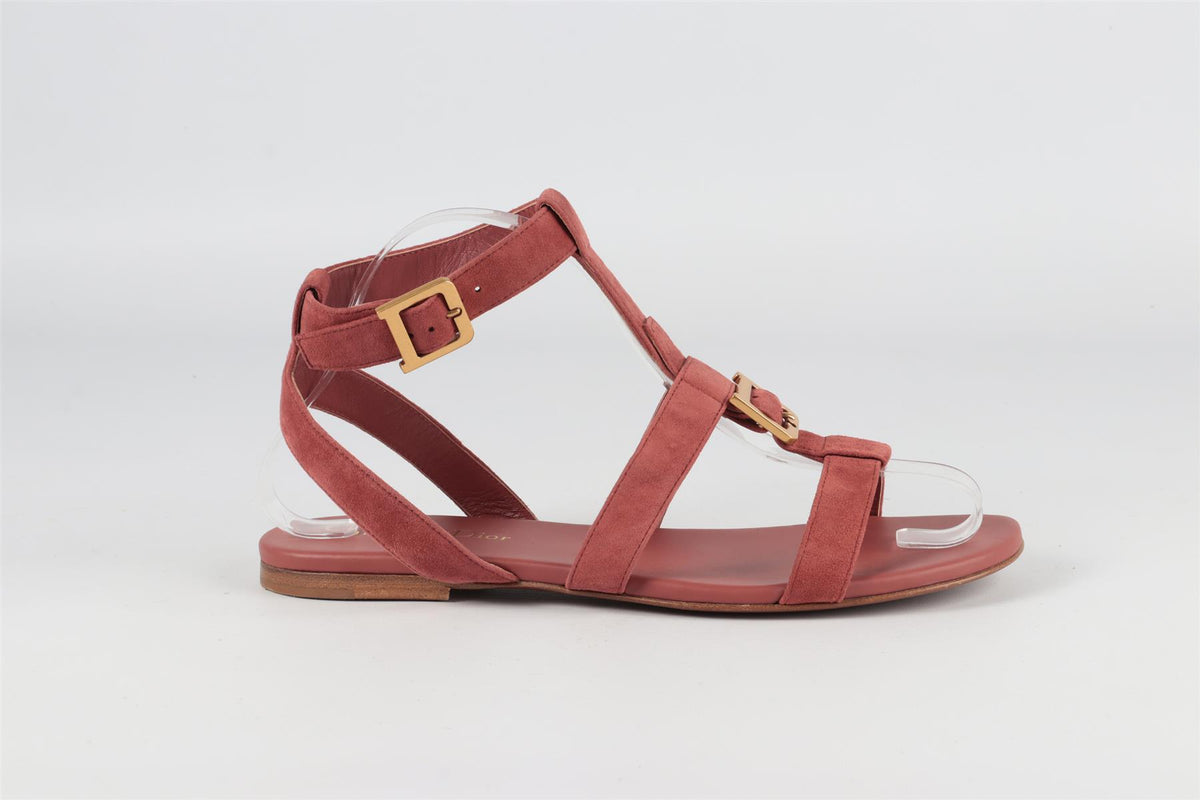 CHRISTIAN DIOR PINK DOUBLE D SUEDE SANDALS EU 38 UK 5 US 8