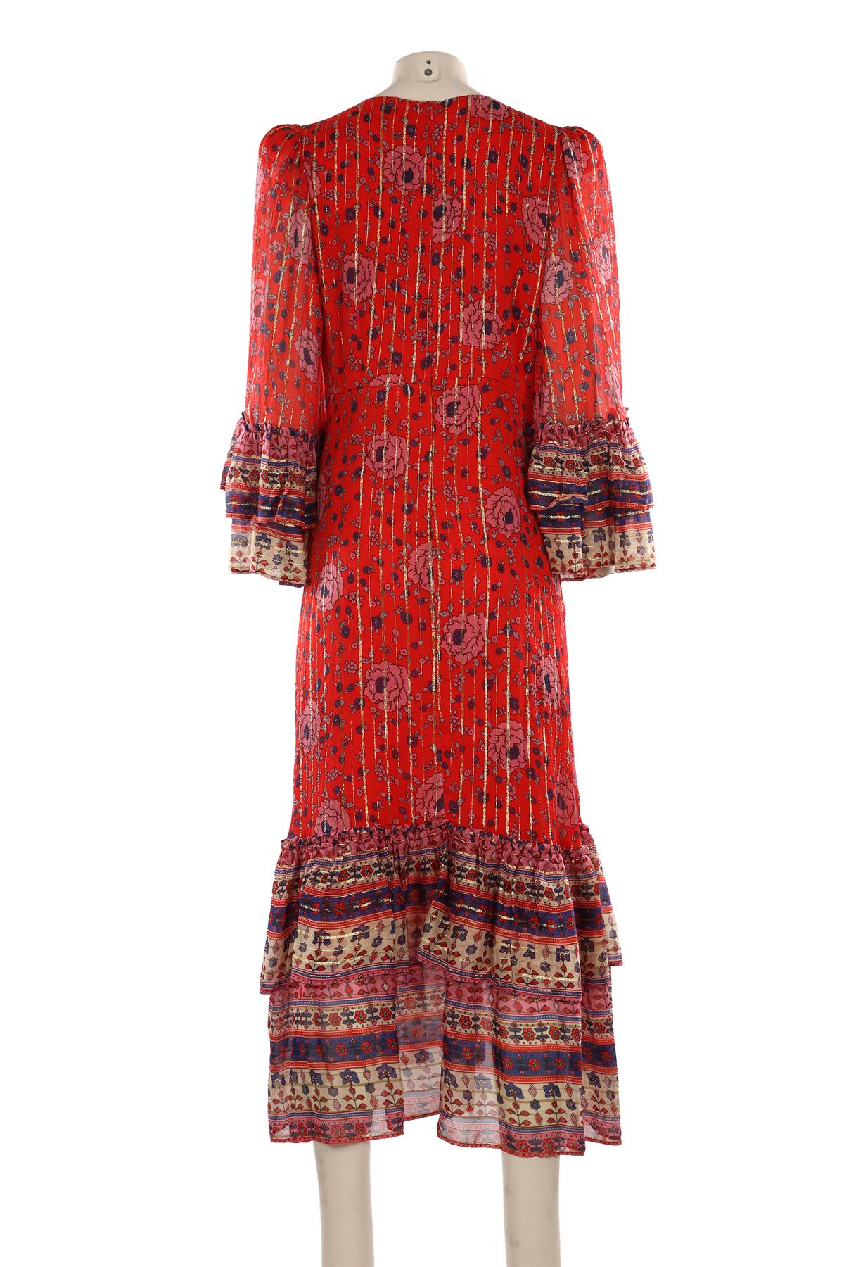 QUEENS OF ARCHIVE RED CREPE MAXI DRESS MEDIUM