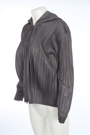 PLEATS PLEASE ISSEY MIYAKE GREY WOVEN JACKET JP 4 UK 12