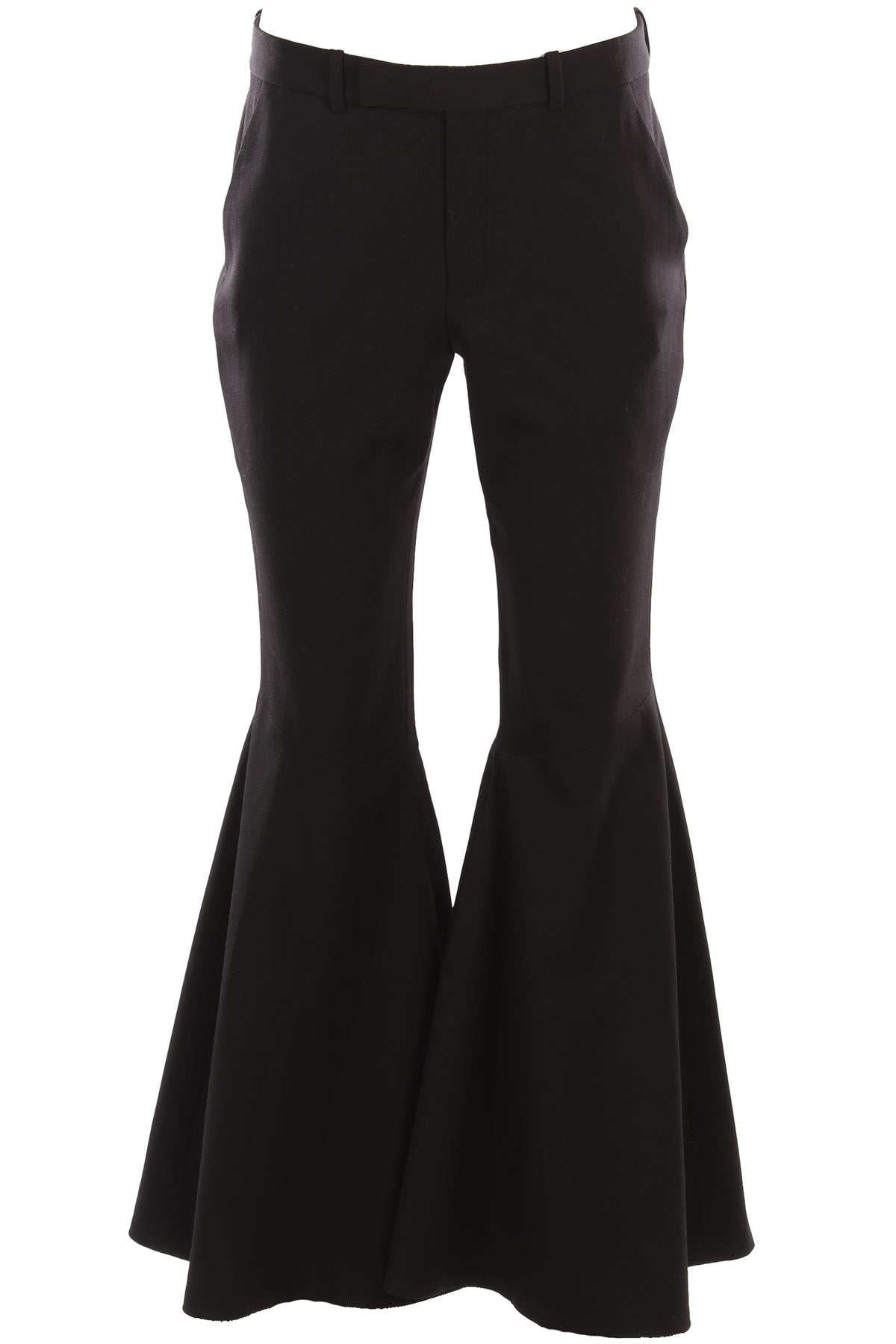 SAINT LAURENT BLACK WOOL FLARED PANTS FR 40 UK 12
