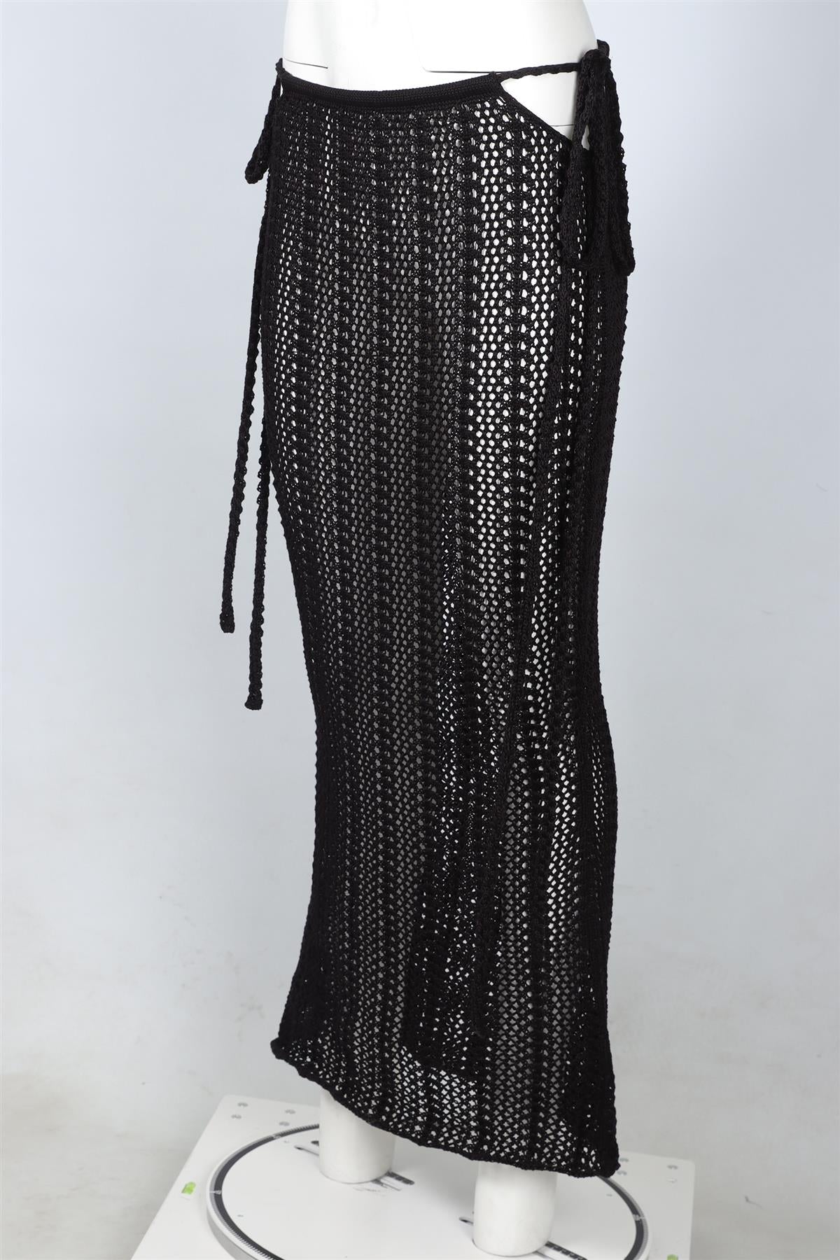 SAVANNAH MORROW BLACK CROCHET MAXI SKIRT X-SMALL/SMALL