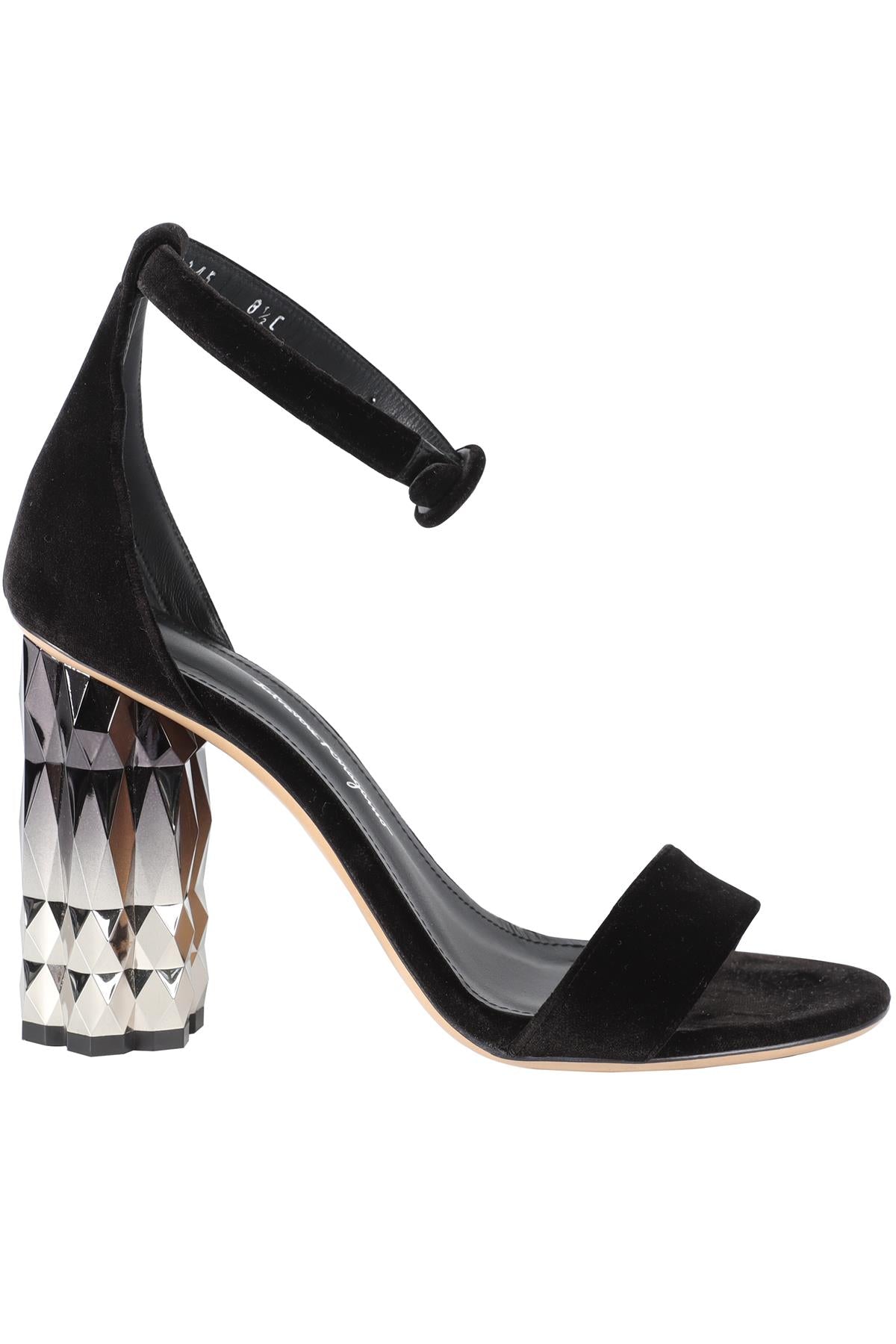 SALVATORE FERRAGAMO BLACK VELVET SANDALS US 8.5 UK 5.5 EU 38.5