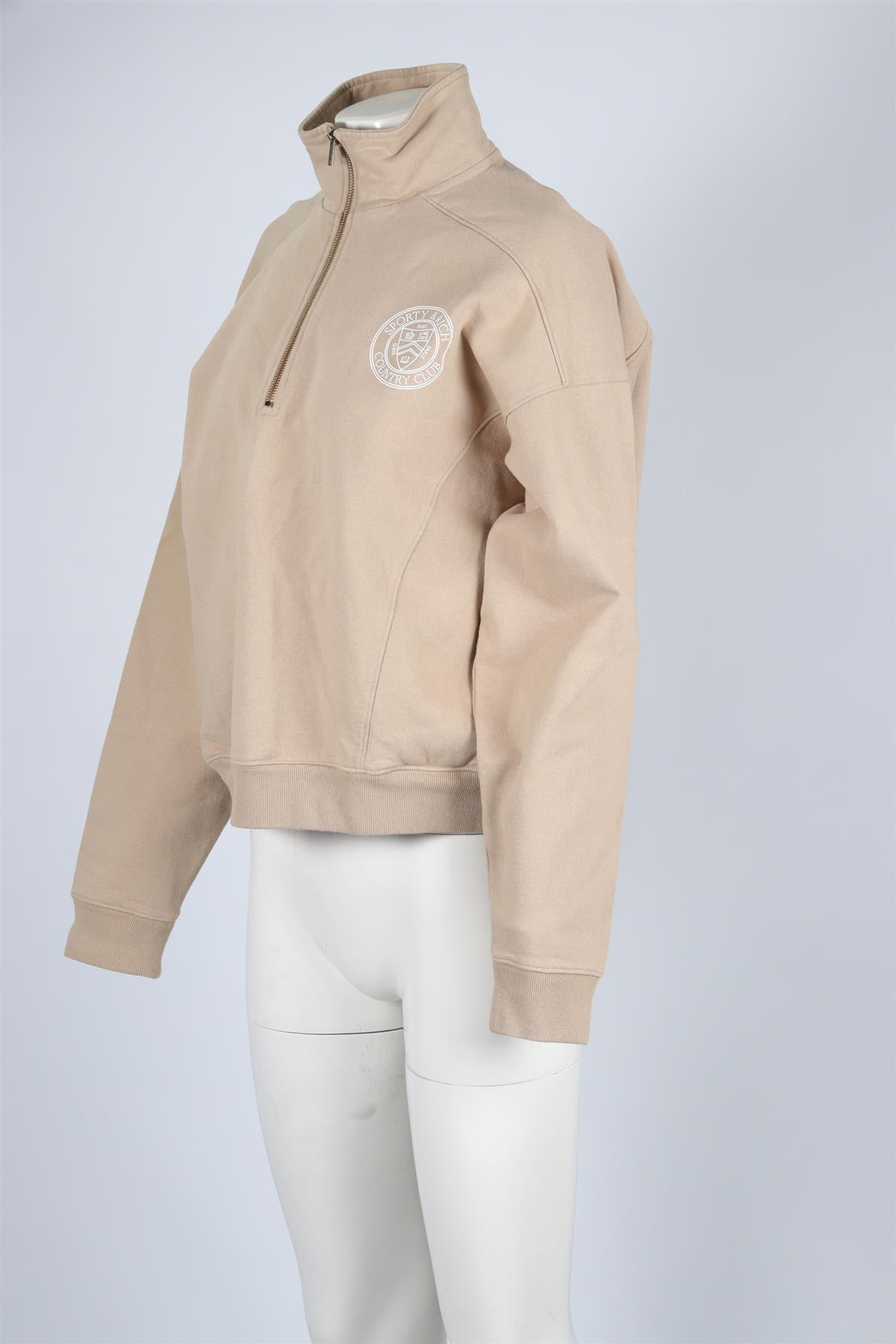 SPORTY & RICH BEIGE COTTON SWEATSHIRT MEDIUM