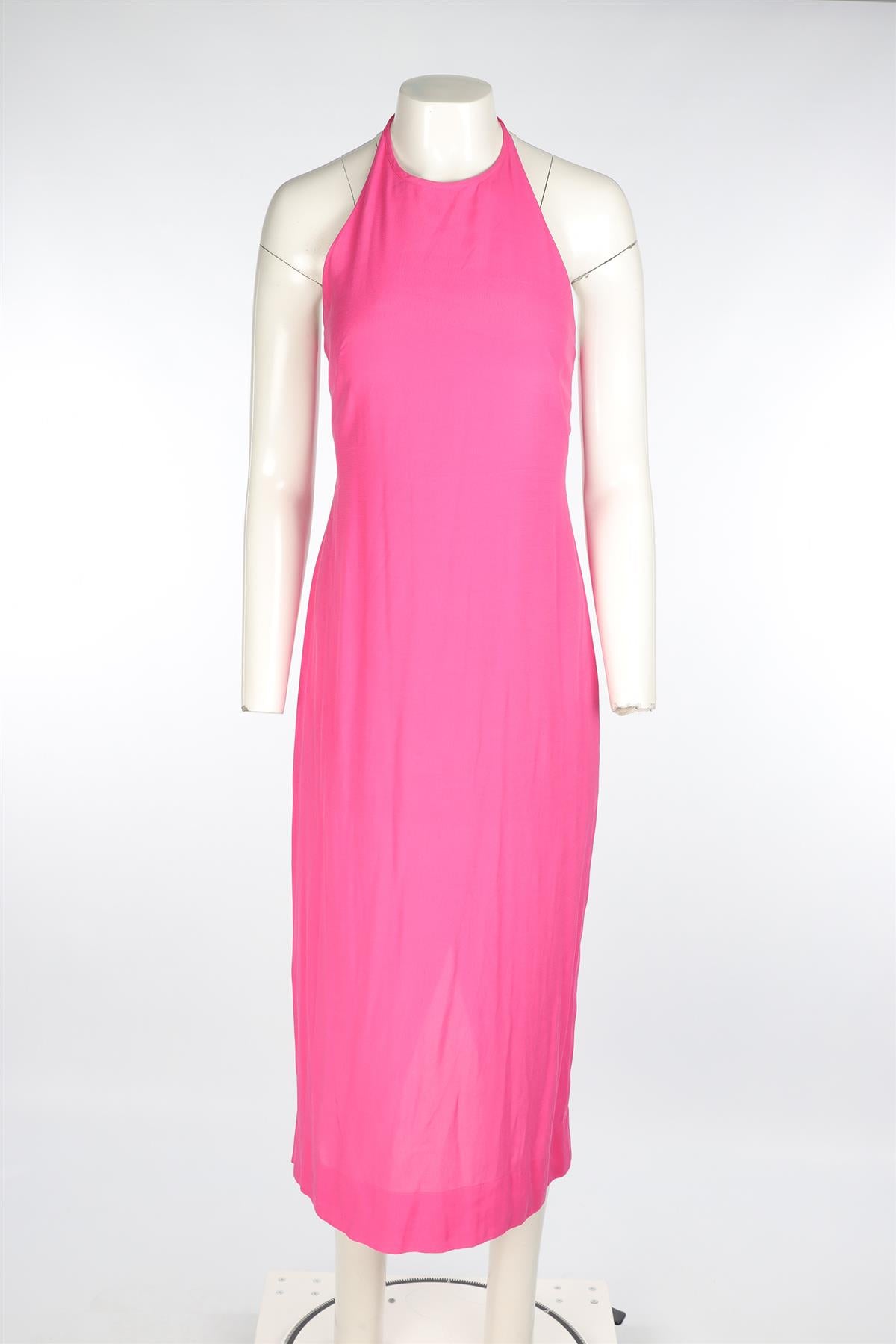 THREE GRACES LONDON PINK CREPE MIDI DRESS UK 10