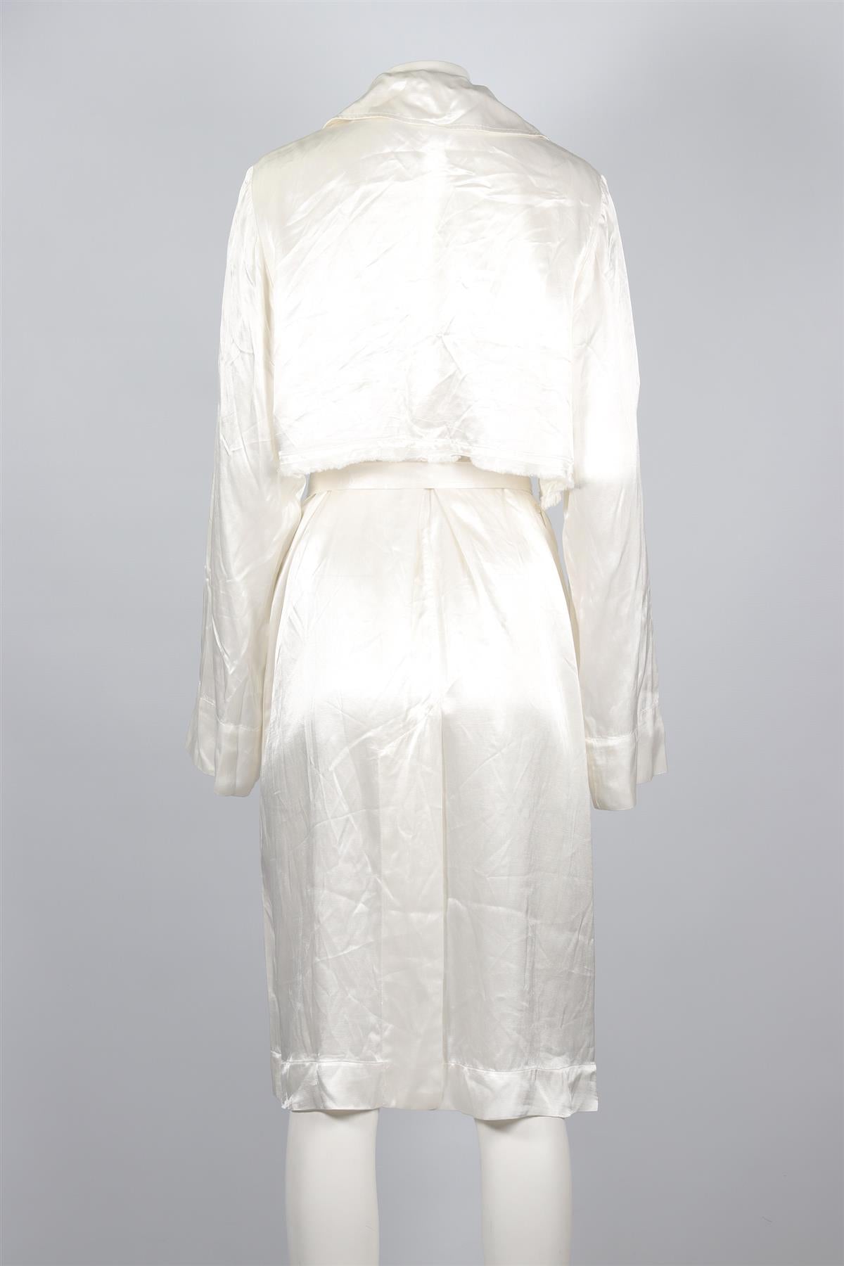 RAQUEL ALLEGRA WHITE SATIN TRENCH COAT UK 6