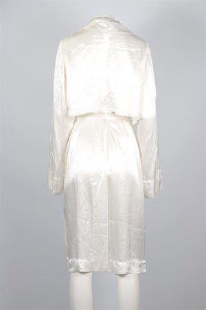 RAQUEL ALLEGRA WHITE SATIN TRENCH COAT UK 6