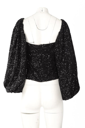 THE ATTICO BLACK SEQUIN TOP IT 38 UK 6