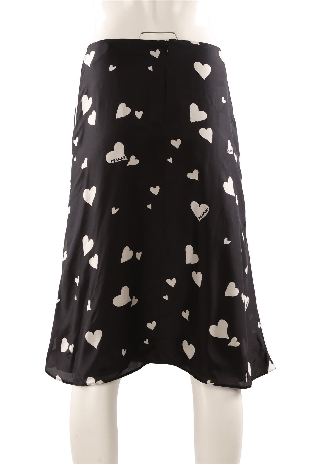 MARNI BLACK SILK MIDI SKIRT IT 40 UK 8