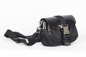 PRADA BLACK POCKET LEATHER AND RE-NYLON SHOULDER BAG