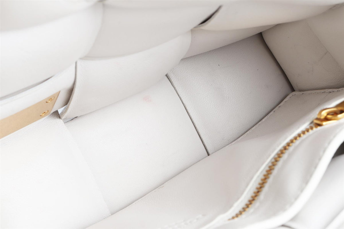 BOTTEGA VENETA WHITE THE CHAIN CASSETTE INTRECCIATO LEATHER SHOULDER BAG