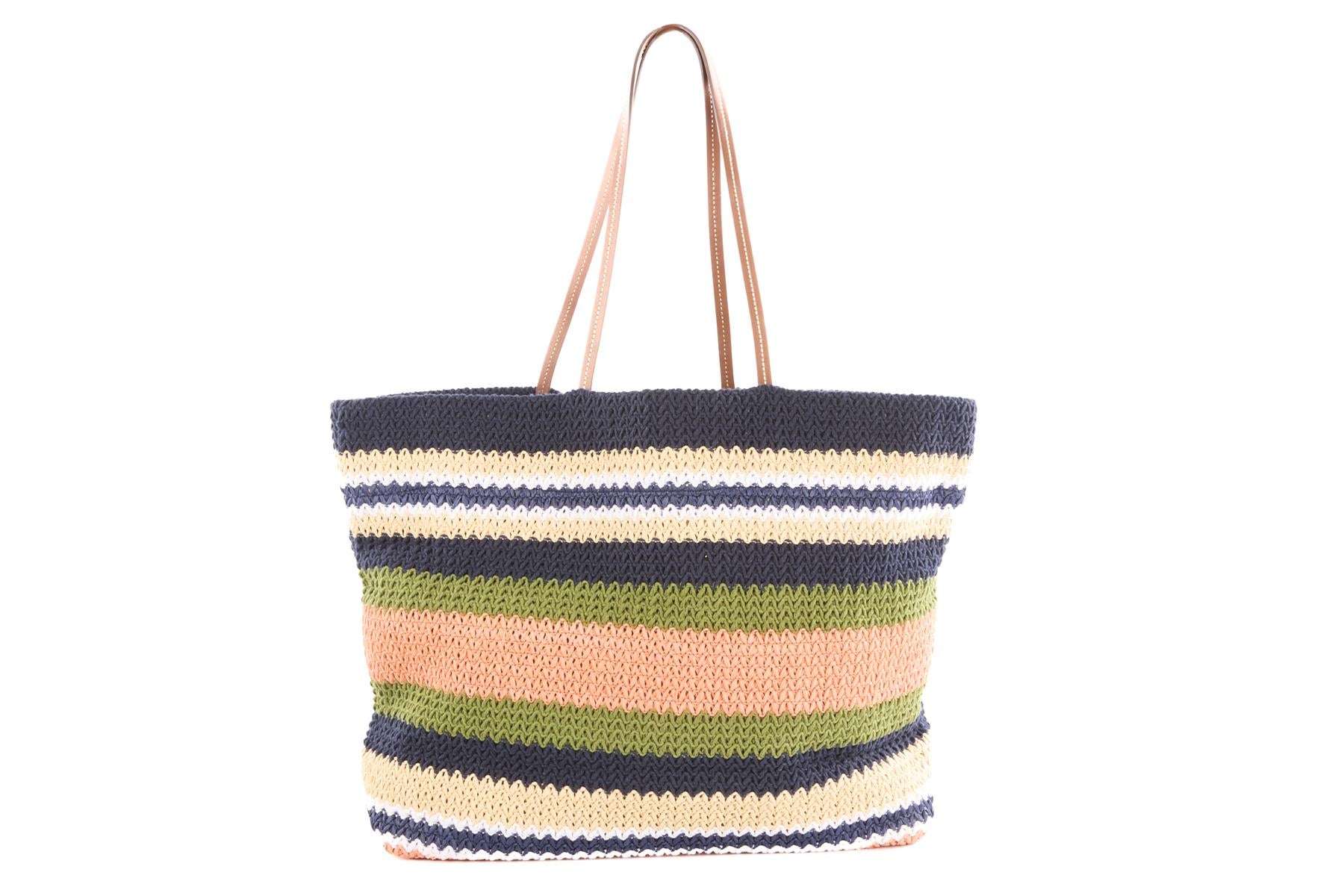 MIU MIU NAVY LOGO CROCHET TOTE BAG