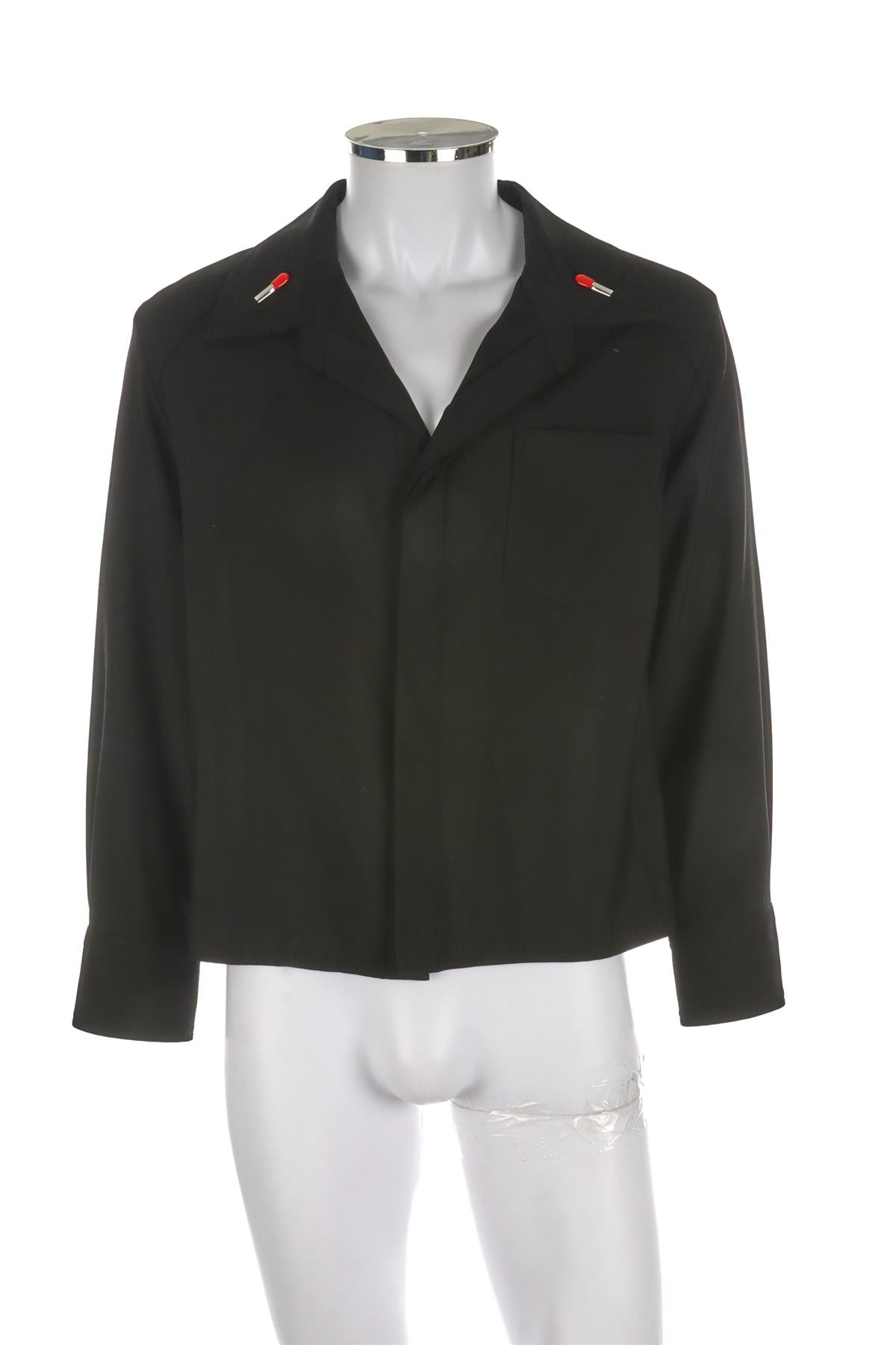 BOTTEGA VENETA BLACK MENS MATCHES WOOL SHIRT SMALL
