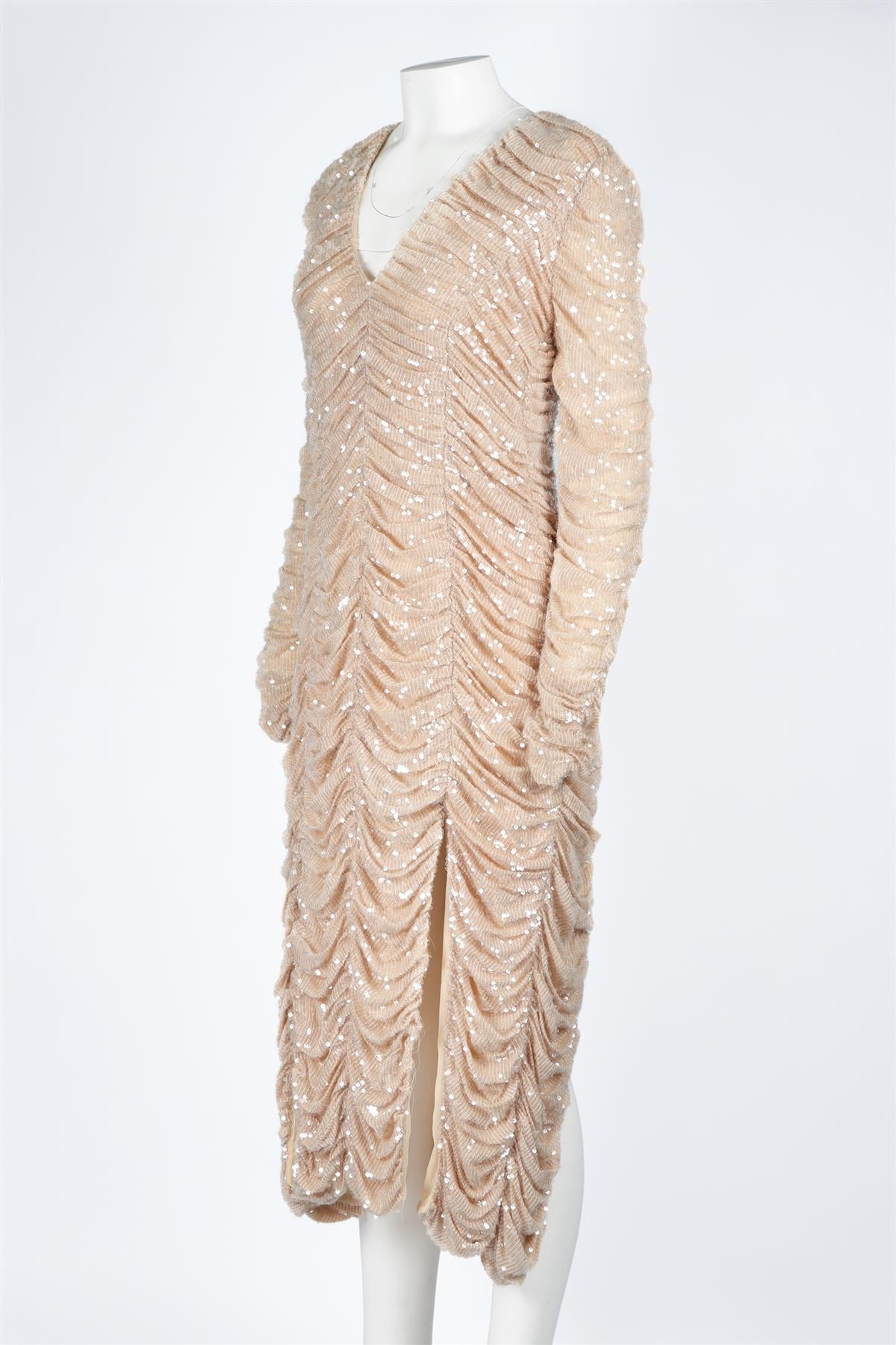 KHAITE NUDE SEQUIN MAXI DRESS US 2 UK 6