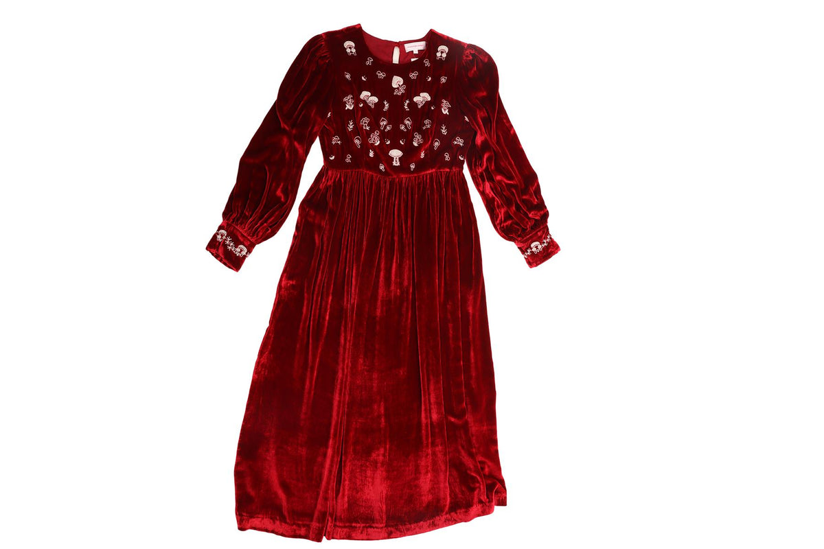 MUZUNGU SISTERS RED VELVET MAXI DRESS SMALL