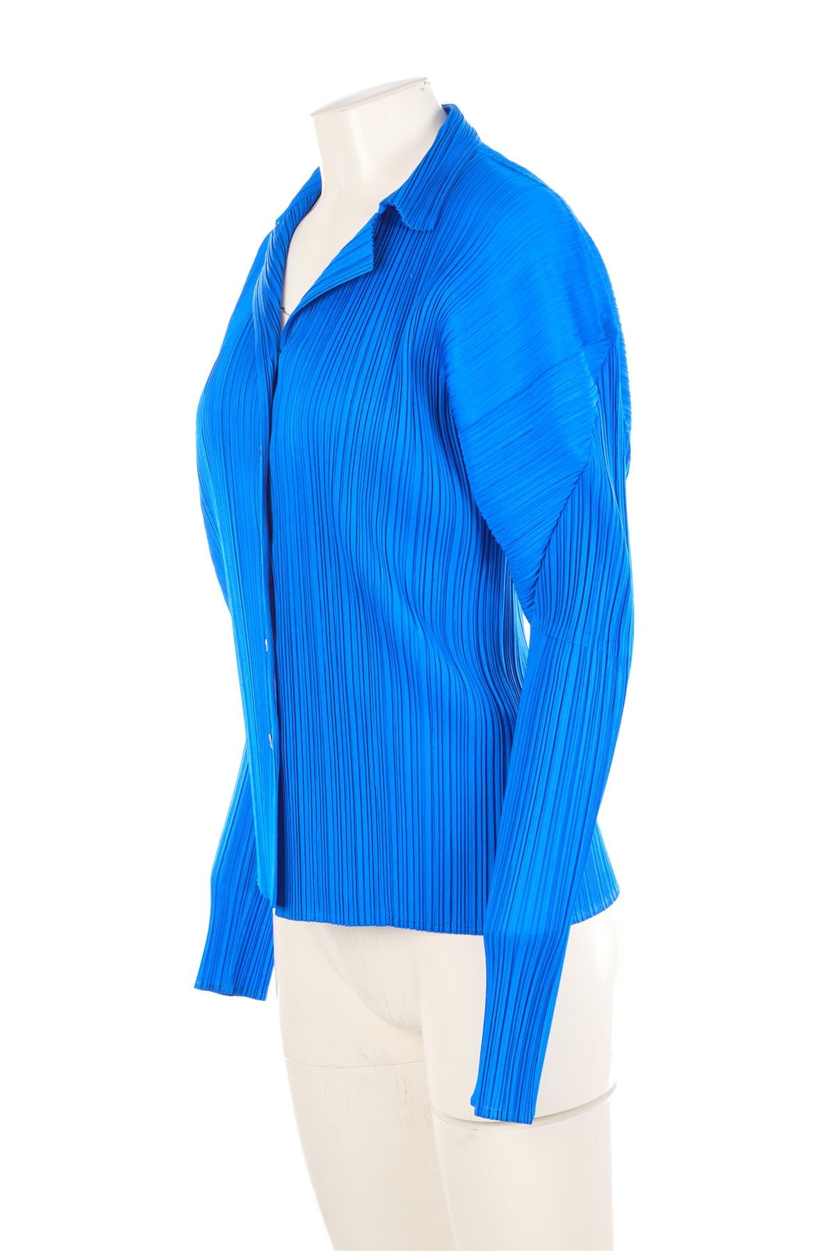 PLEATS PLEASE ISSEY MIYAKE BLUE SHIRT UK 16