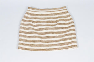 ALESSANDRA RICH GOLD AND WHITE COTTON MINI SKIRT IT 38 UK 6