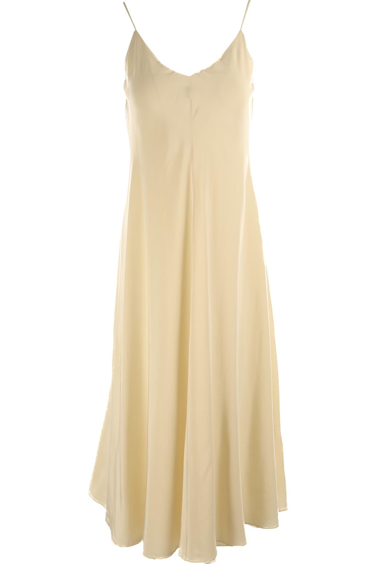 THE ROW CREAM SILK MIDI DRESS US 10 UK 14