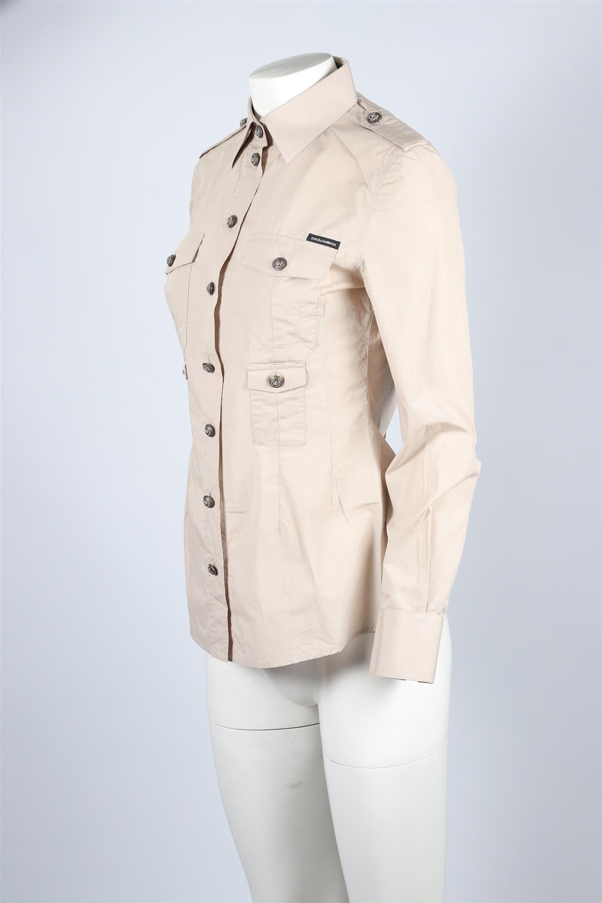 DOLCE & GABBANA BEIGE COTTON SHIRT IT 42 UK 10