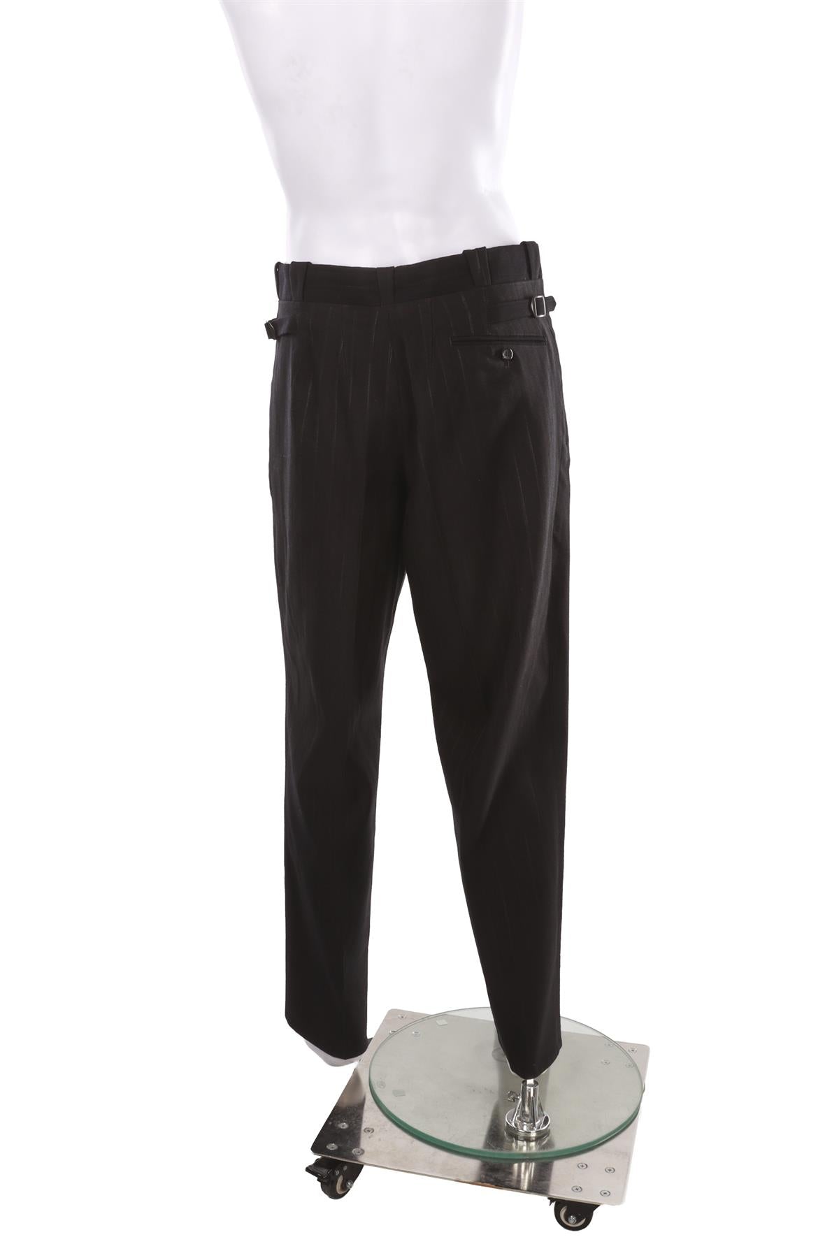 BLACK MEN'S WOOL STRAIGHT LEG PANTS