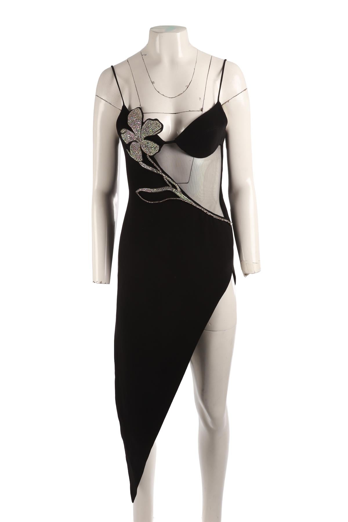 DAVID KOMA BLACK CREPE MIDI DRESS UK 8