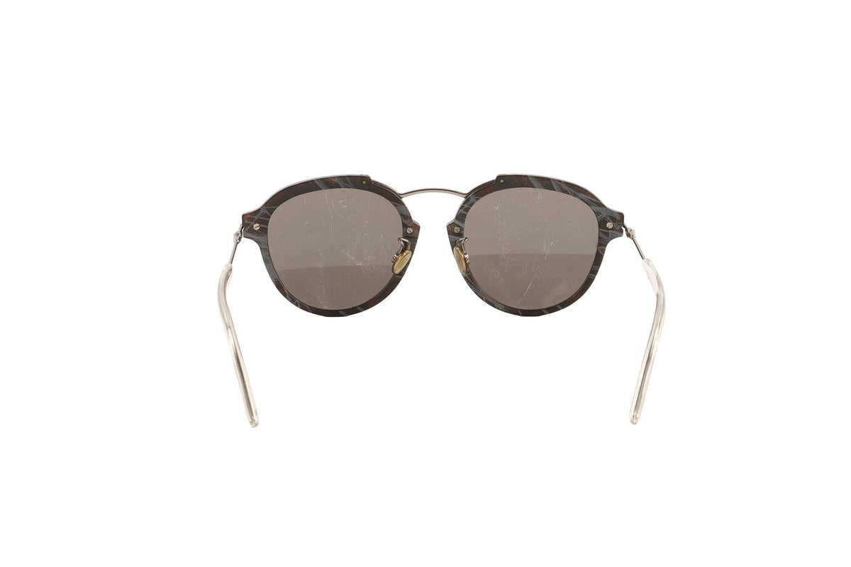 CHRISTIAN DIOR GREY ROUND FRAME ACETATE SUNGLASSES