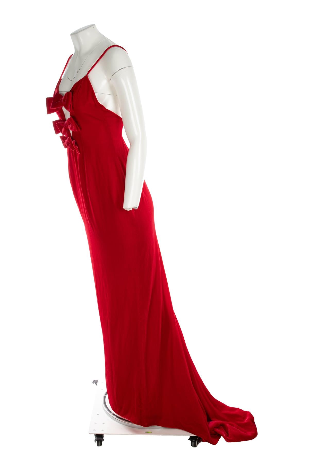 ALESSANDRA RICH RED VELVET MAXI DRESS IT 40