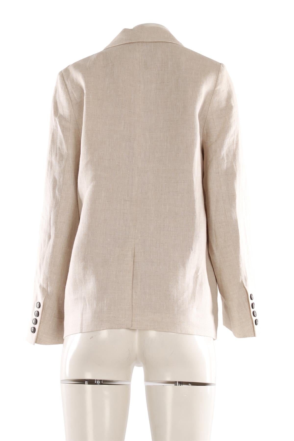 WITH NOTHING UNDERNEATH BEIGE LINEN BLAZER UK 8