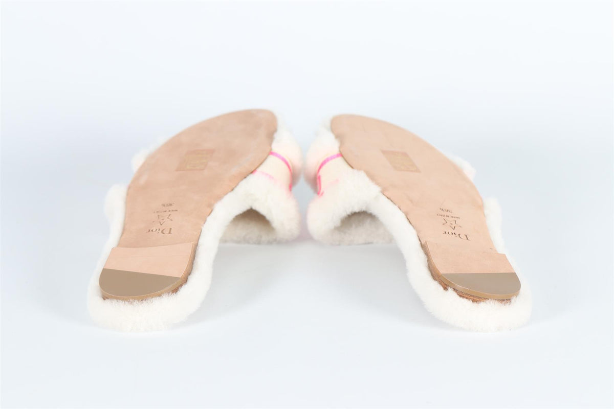 CHRISTIAN DIOR DWAY SHEARLING SLIDES EU 38.5 UK 5.5 US 8.5