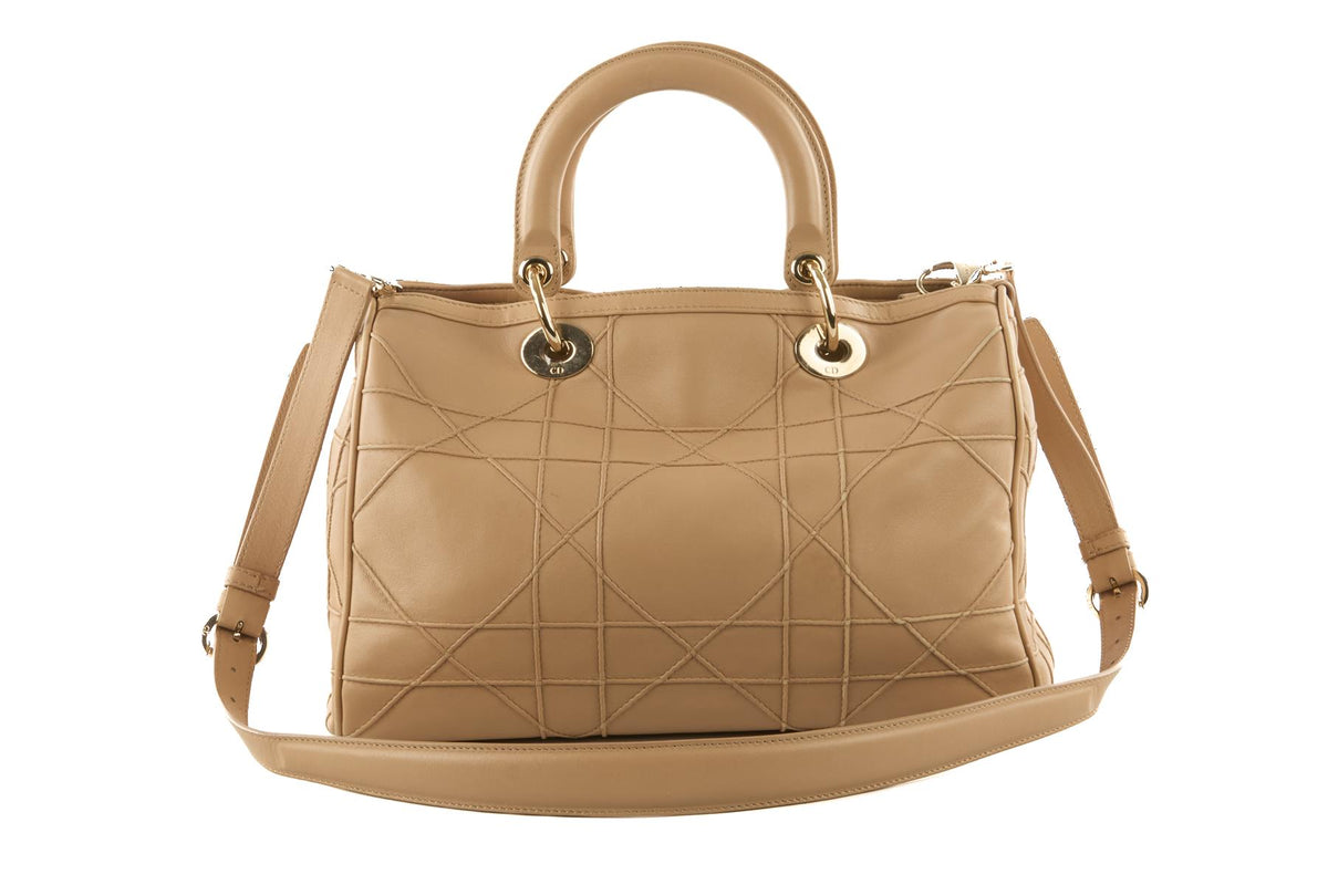 CHRISTIAN DIOR BEIGE GRANVILLE CANNAGE LEATHER TOTE BAG