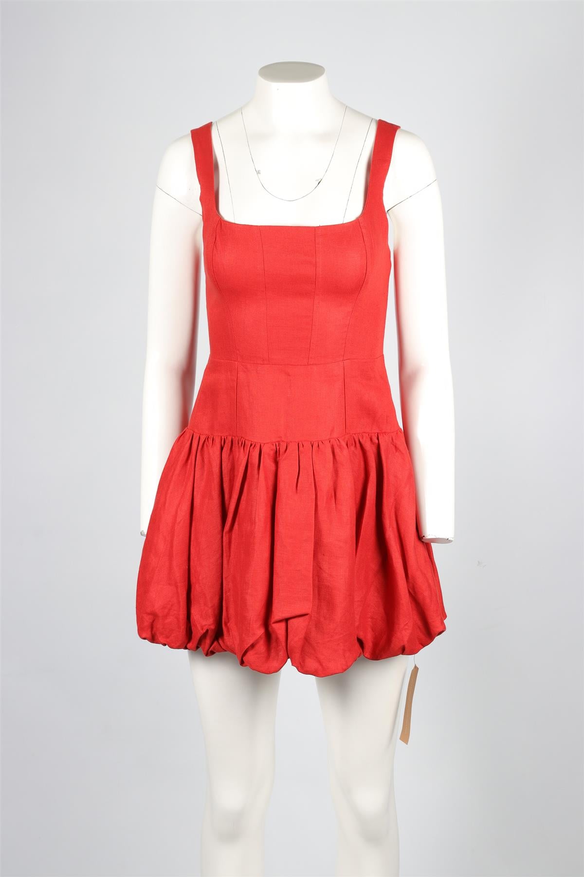 REFORMATION RED LINEN MINI DRESS US 2 UK 6