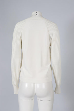 CHLOÉ WHITE COTTON BLEND SWEATER SMALL