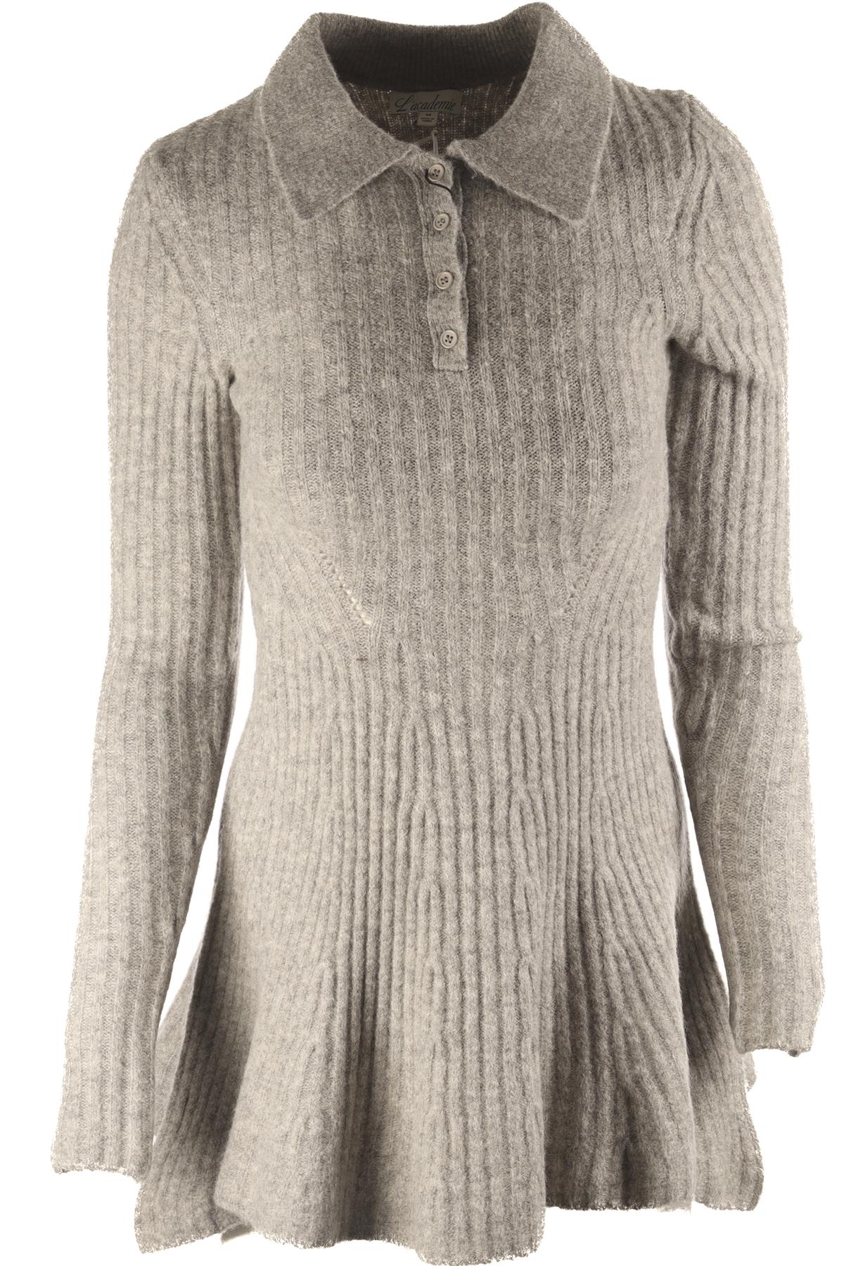 L'ACADEMIE GREY WOOL MINI DRESS MEDIUM