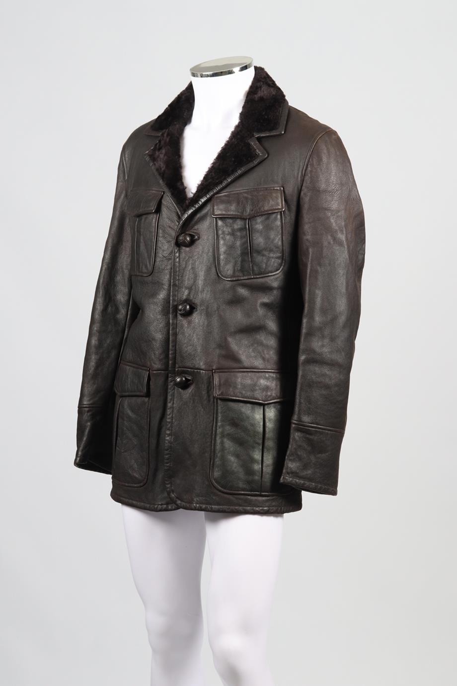 GUCCI MEN'S SHEARLING AND LEATHER COAT IT 54 UK/US CHEST 44