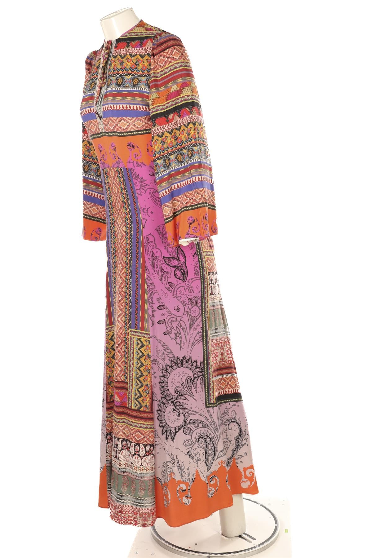ETRO MULTI SILK MAXI DRESS IT 40 UK 8