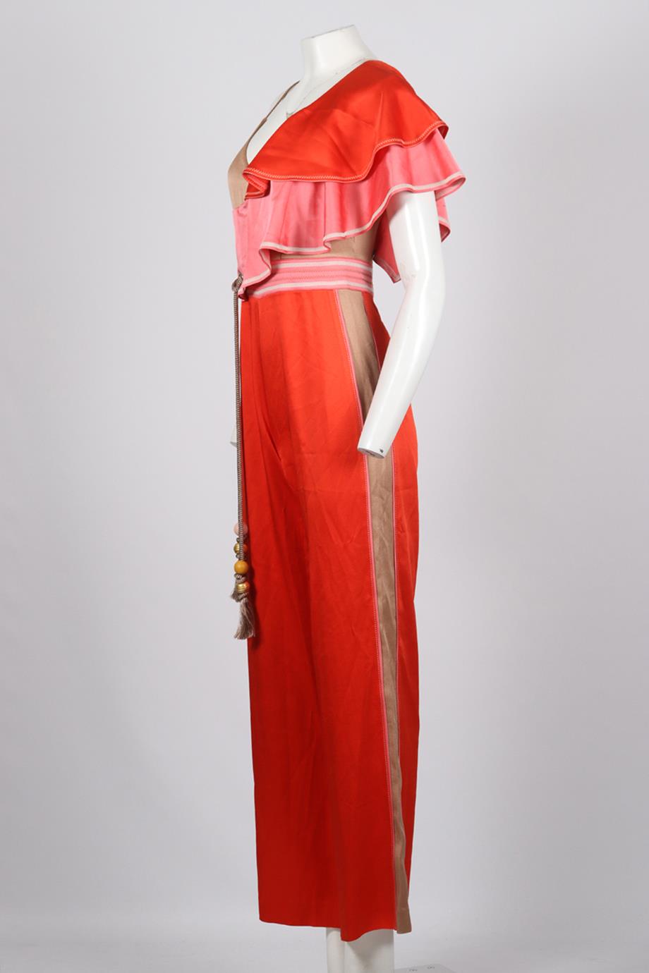 PETER PILOTTO RUFFLED SATIN JUMPSUIT UK 8