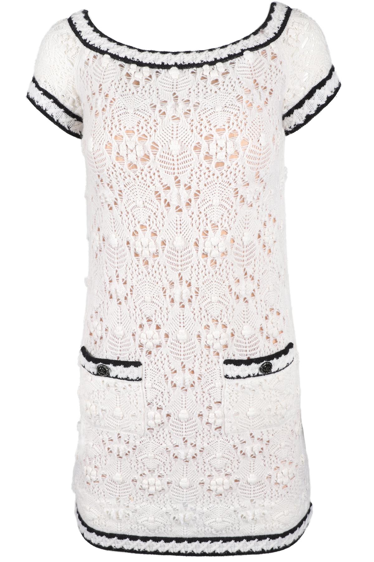 CHANEL WHITE 2022 CASHMERE MINI DRESS FR 34 UK 6