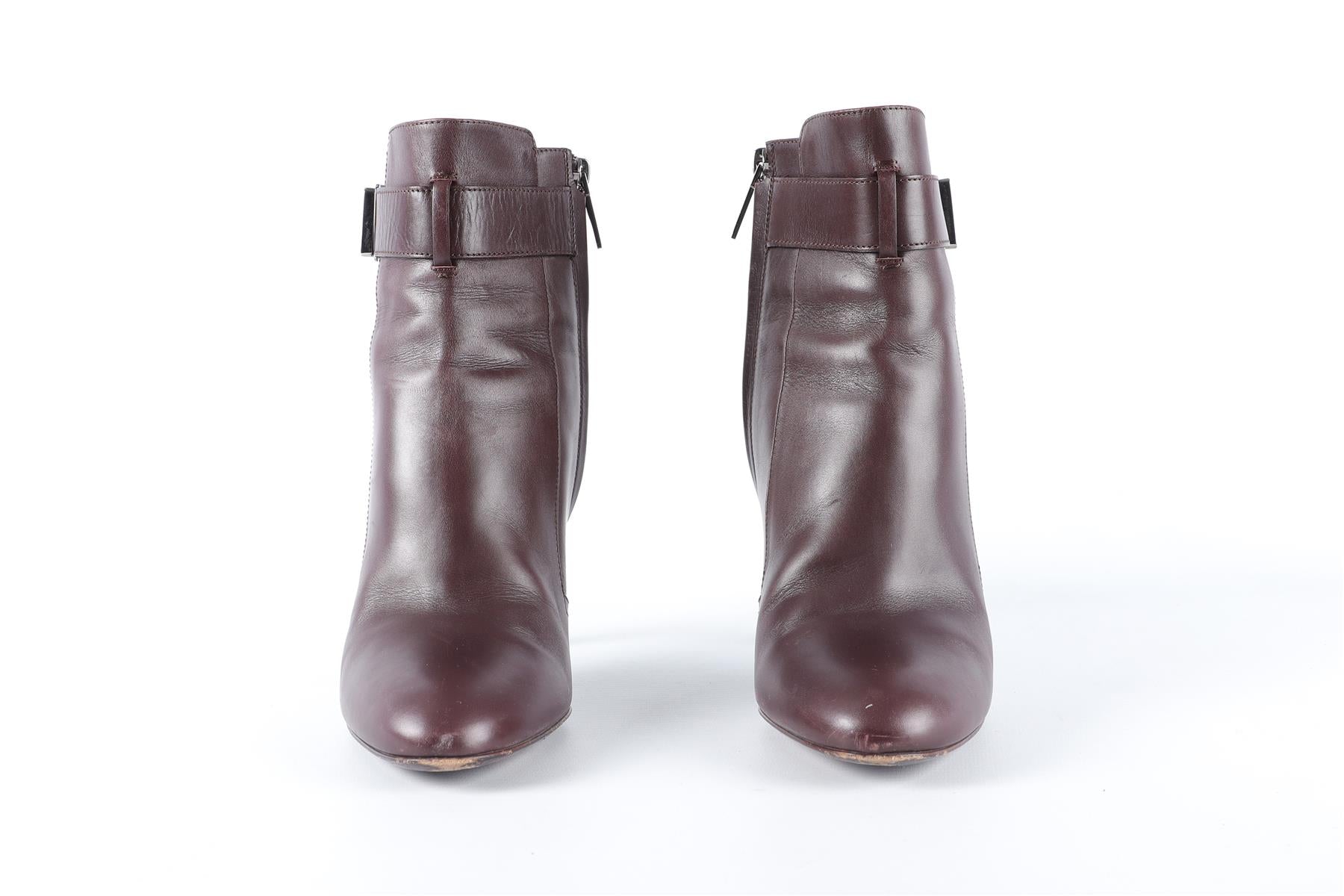 CHRISTIAN DIOR BROWN LEATHER ANKLE BOOTS EU 39 UK 6 US 9