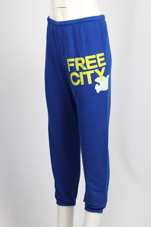 FREE CITY BLUE COTTON TRACK PANTS SMALL