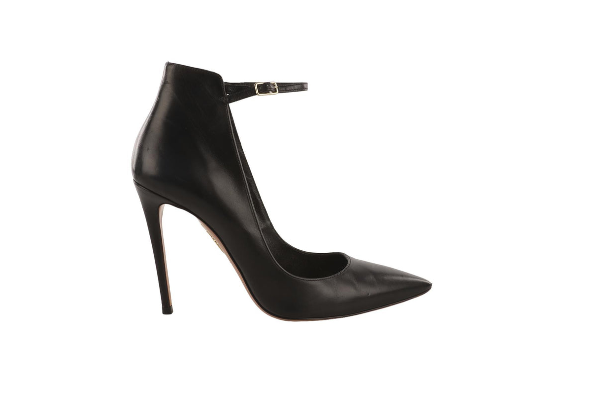 AQUAZZURA BLACK LEATHER PUMPS EU 38 UK 5 US 8