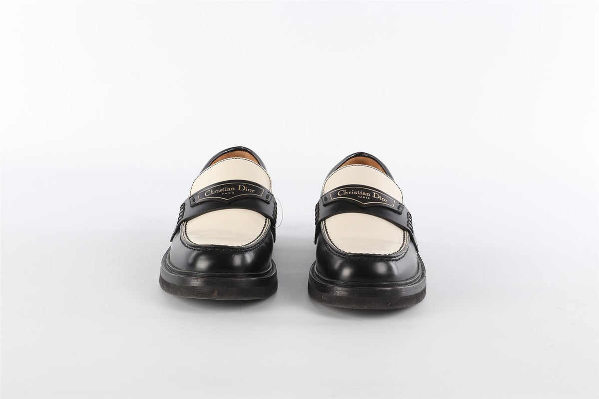 CHRISTIAN DIOR BLACK LEATHER LOAFERS EU 37 UK 4 US 6.5